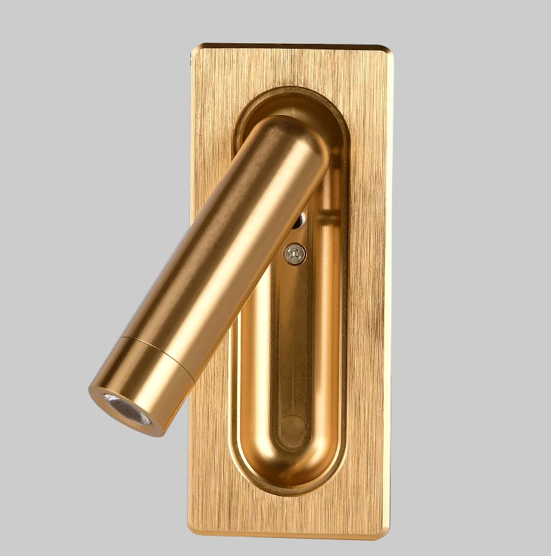 

Wall Led Light for Bedroom Brushed Aluminum Bedside Reading Light 360-degree 3w Rotating Wall Lamp Holder Hotel