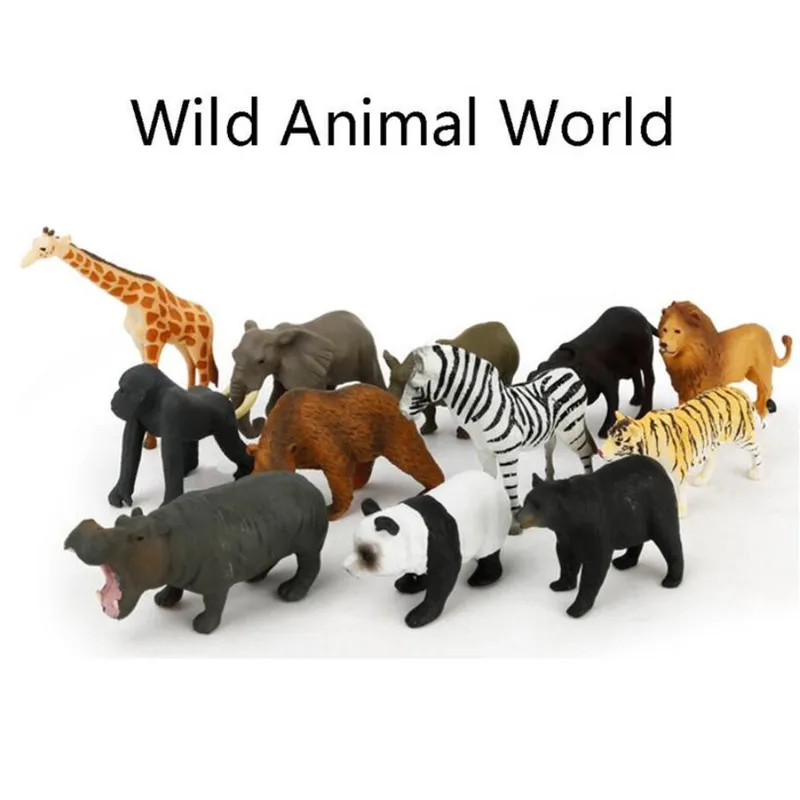 

12Pcs/Pack Dinosaur Learning Toys Simulated Action Figure Mini Wild Animals Model Toy Panada Elephant Orangutan Lion Bear Model