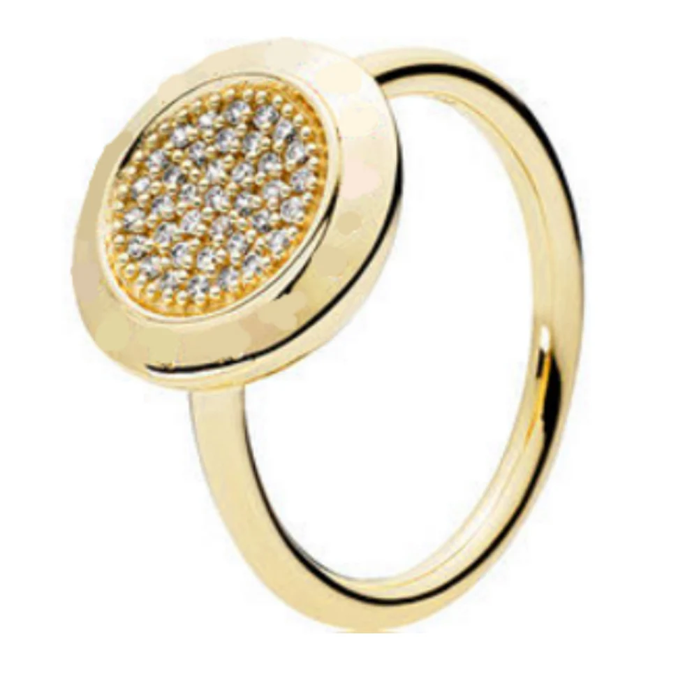 Women Fashion Plating Rhinestone Inlaid Finger Ring Party Jewelry Wedding Gift