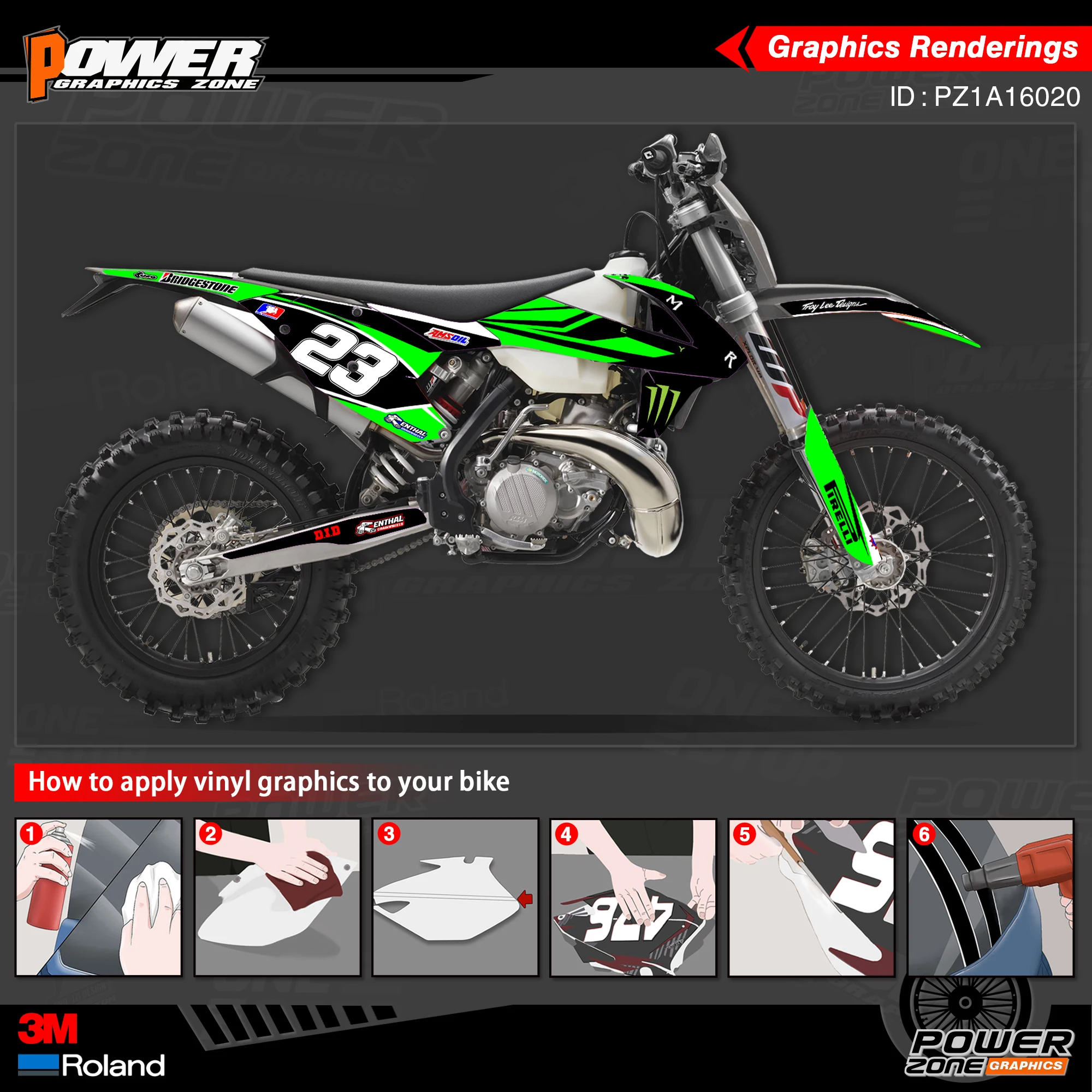 PowerZone пользовательские команды графики фоны наклейки 3m Набор для KTM SXF MX 16 18 EXC XCW