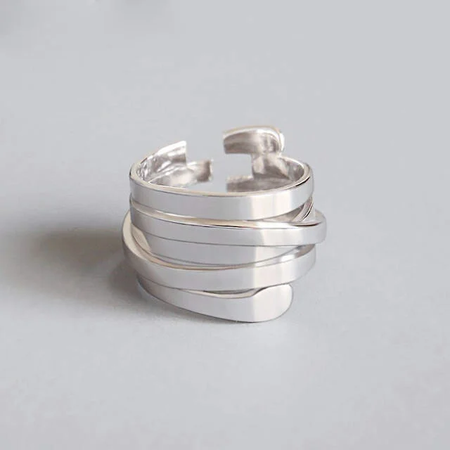 925 Sterling Silver Irregular Geometric Rings for Women Engagement Jewelry Girls Open Finger Rings with Personality Exaggeration image 2