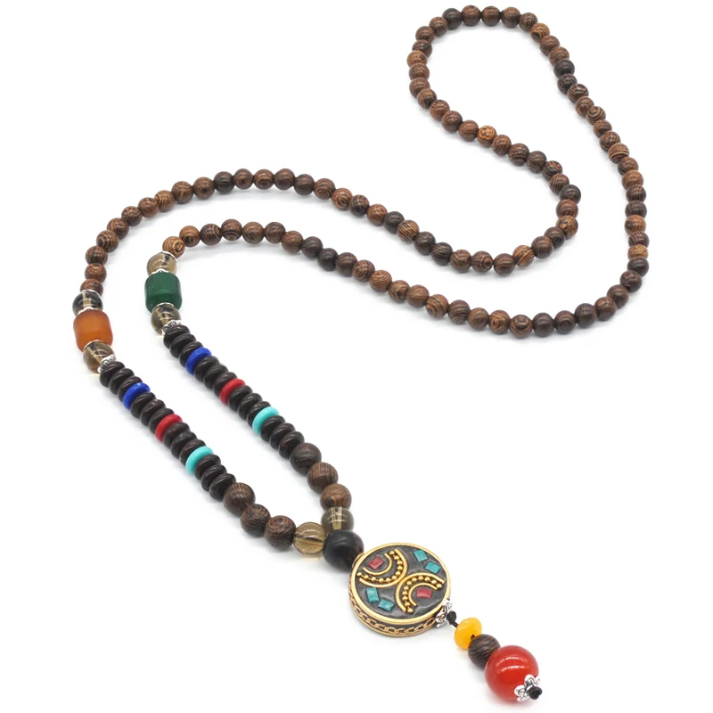 Ручной работы в этническом стиле деревянный бисер свитер цепь непальский