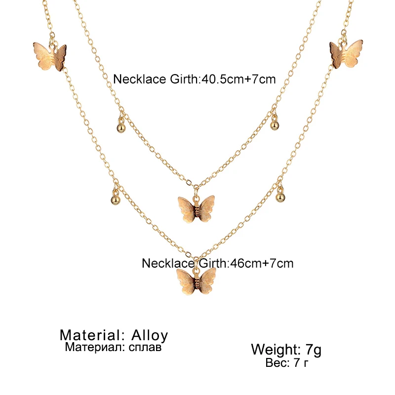 

KINFOLK Gold Chain Butterfly Pendant Choker Necklaces For Women Statement Collares Chocker Chain Personalised Necklace 2020