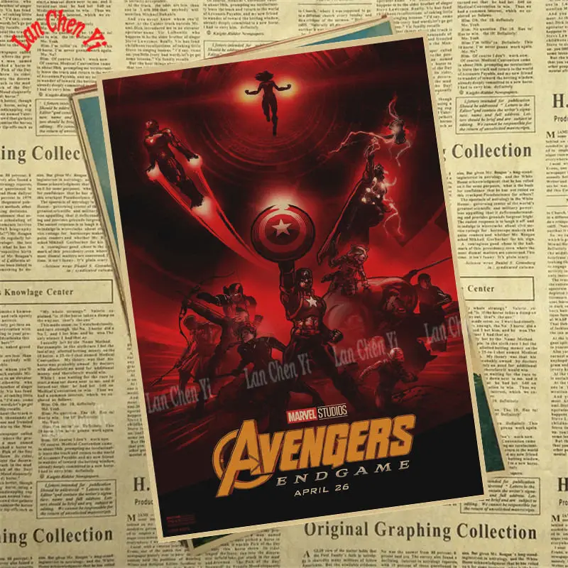 Лиловый Marvel Фильм Мстители: эндшпиль крафт-бумага плакат художественный напечатанный номер живопись наклейки на стену - Цвет: Лиловый