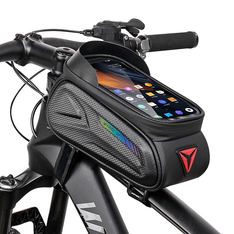 7 0 inch rainproof bicycle bag frame front top tube cycling reflective phone holder touchscreen bag mtb bike phone stand bag free global shipping