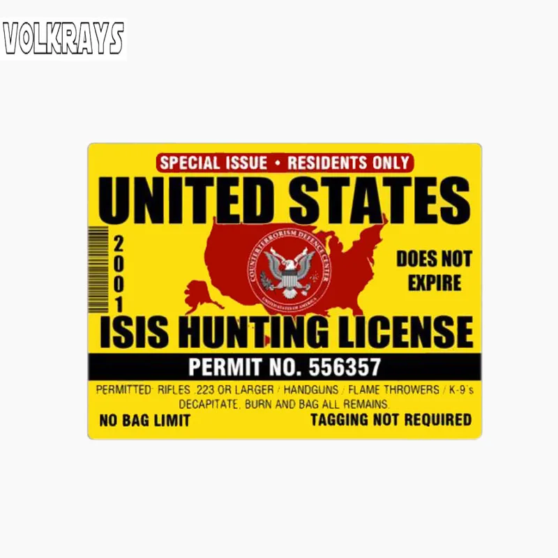 Volkrays модная наклейка на автомобиль США аксессуары для охотничьих прав Isis
