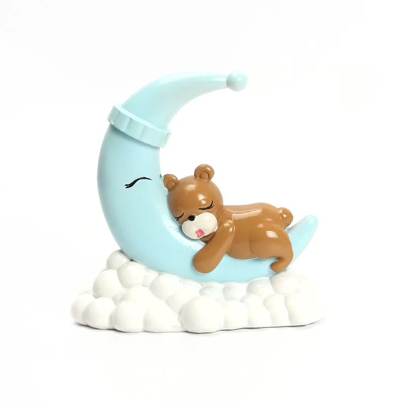 Kawaii Moon Sleeping Bear Топпер для торта счастливые топперы для торта на день рождения для мальчиков и девочек Детские вечерние украшения торта для детей