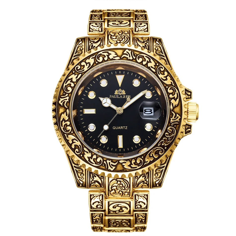 Gold Black Винтажные винтажные светящиеся розовые Золотые желтые золотые серебряные 2 тона Красные Зеленые Синие градиентные Модные Классические кварцевые мужские часы - Цвет: Gold Black