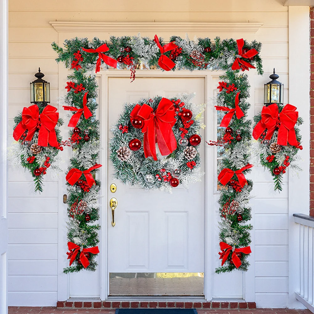 

Рождественские дверные украшения для дома, венки, гирлянда, рождественские подвесные елочные украшения, подарок на Новый год