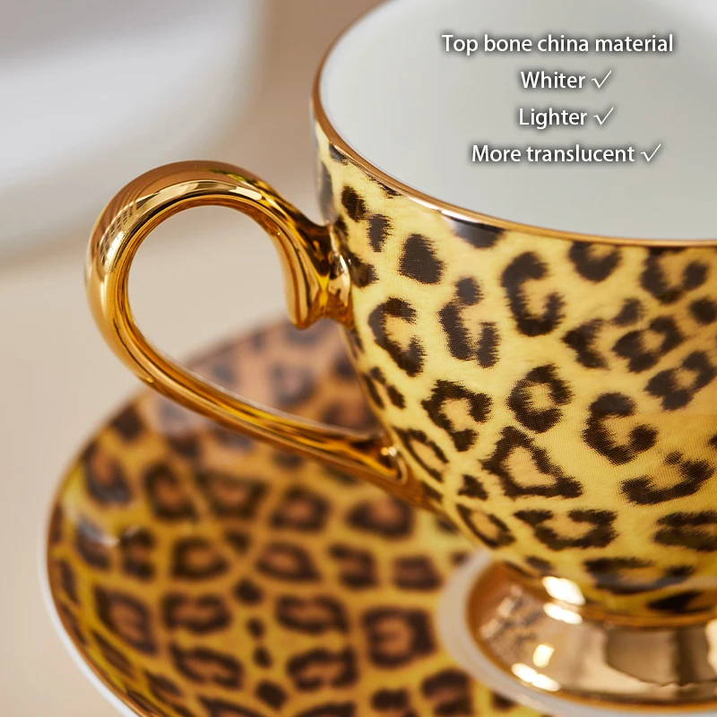 

Leopard Bone China Coffee Set Luxury Porcelain Tea Set Pot Cup Ceramic Cup Sugar Bowl Creamer Teapot Drinking Set
