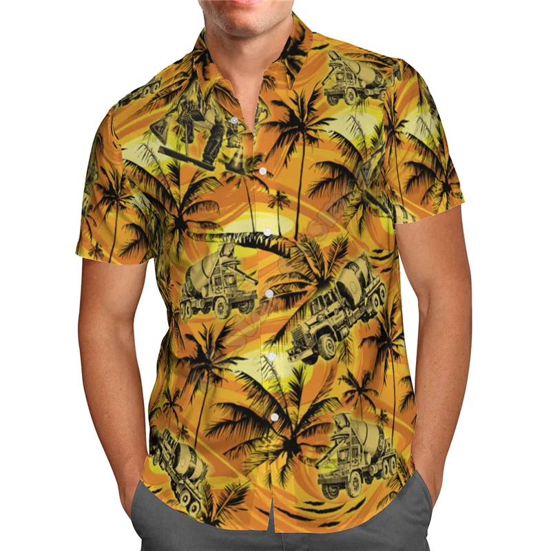 

Hawaii Shirt Hawaiian beach Summer Sunset Car 3D Printed Men's Shirt Harajuku Tee hip hop Casual shirts 02