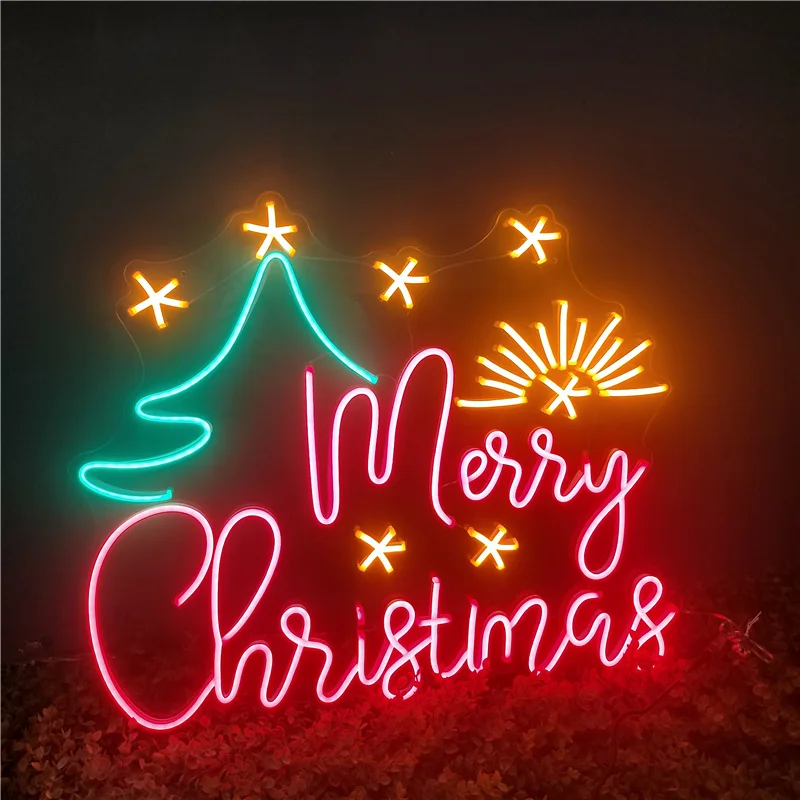 

Рождественская неоновая вывеска, светодиодная подсветка на заказ 2022, украшение для вечевечерние НКИ на новый год для дома, бара, комнаты, эс...