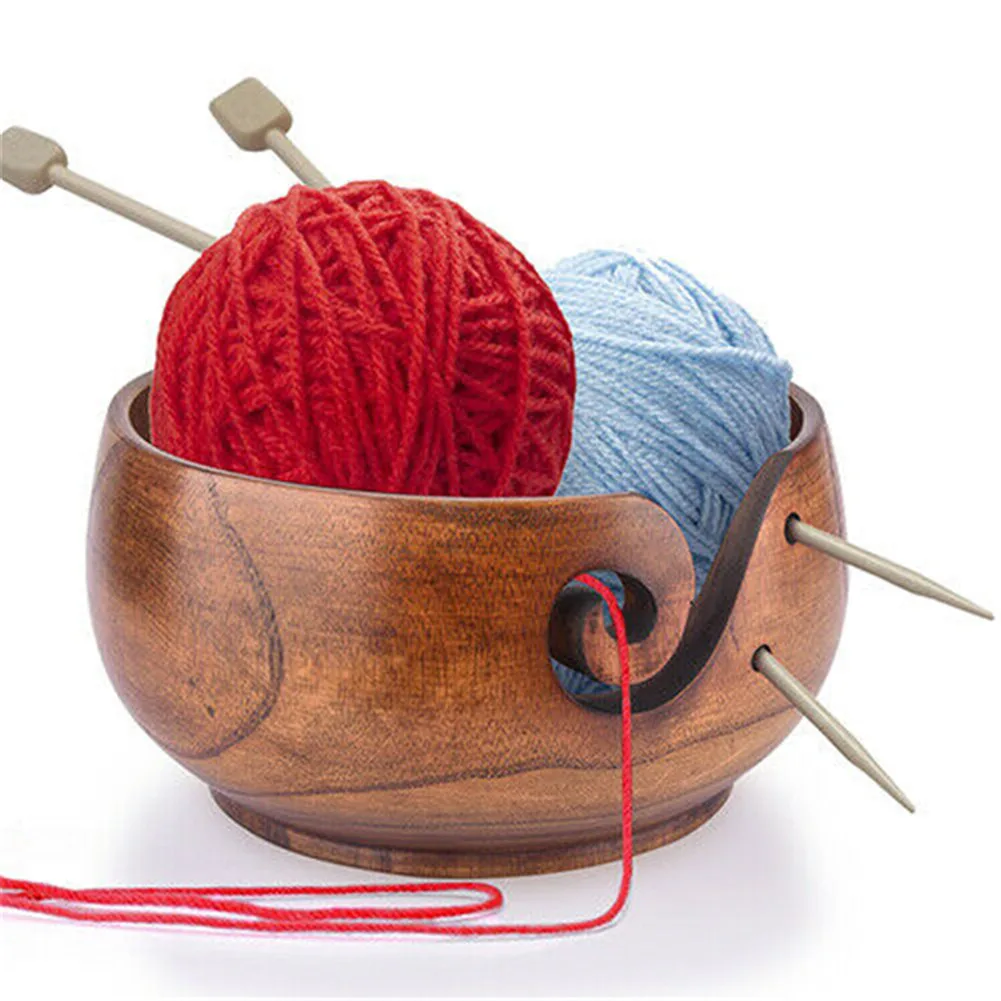 Wooden Yarn Bowl Hand Made with Wood for Knitting and Crochet For Handmade Supplies Storage | Дом и сад