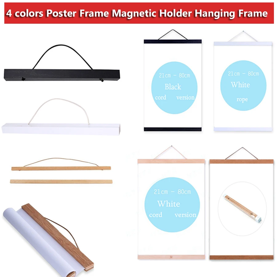 Магнитный держатель для постера сделай сам из белого и черного дерева подвесная