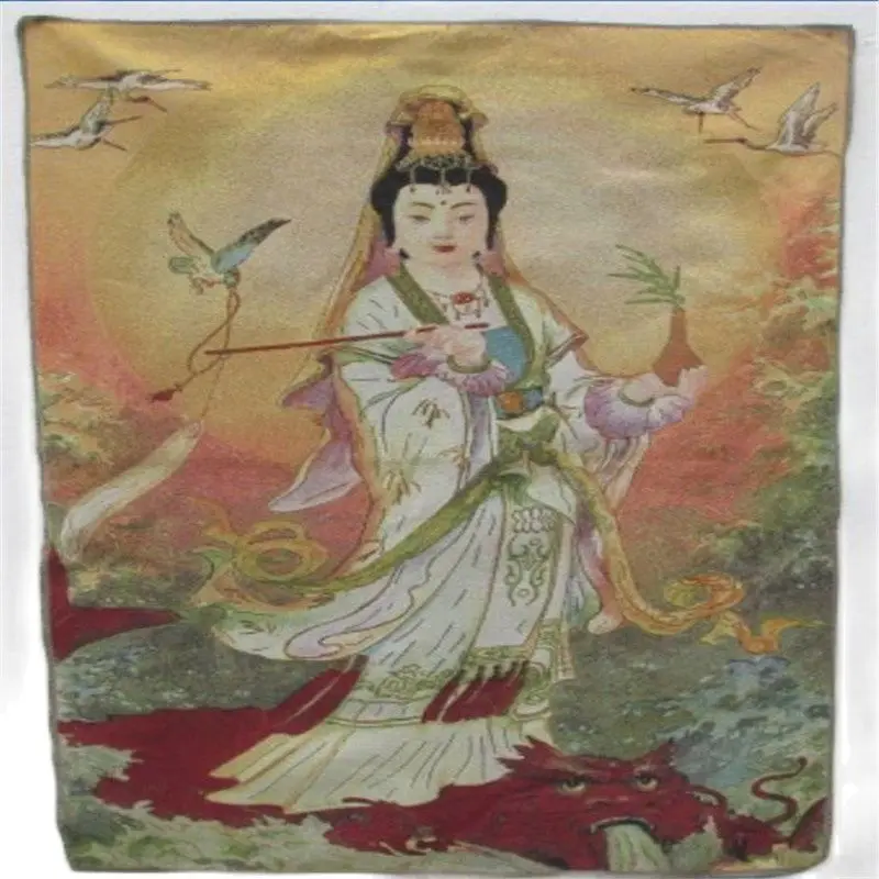 

A Golden Silk Embroidery Thangka Guanyin Tibet And Nepal Exorcism Peace And Wealth