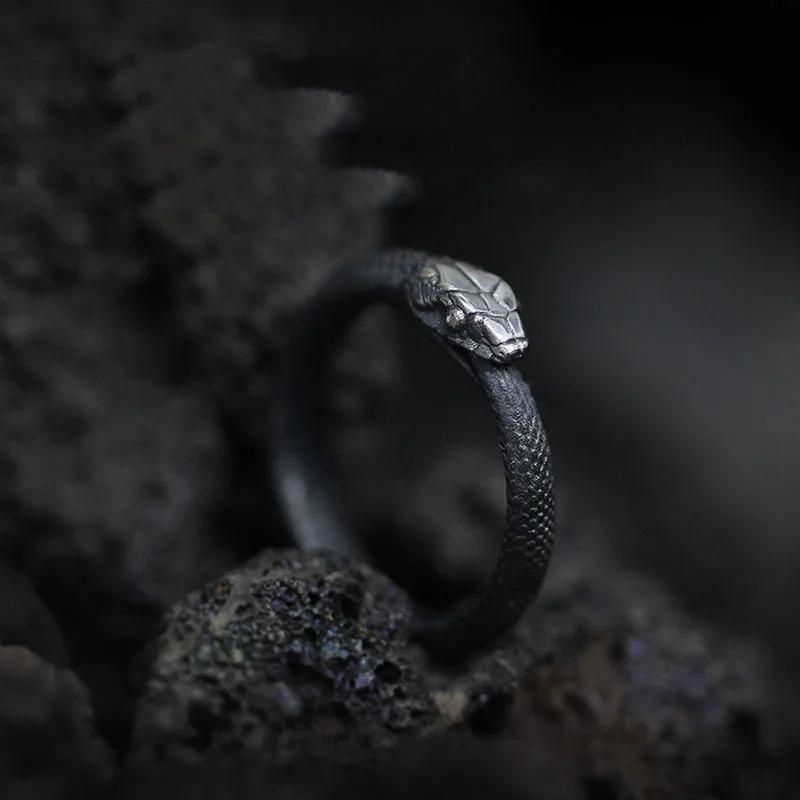 

Personality Design Snakebite Tail Open Ring for Men Women Vintage Punk Jewelry Gifts