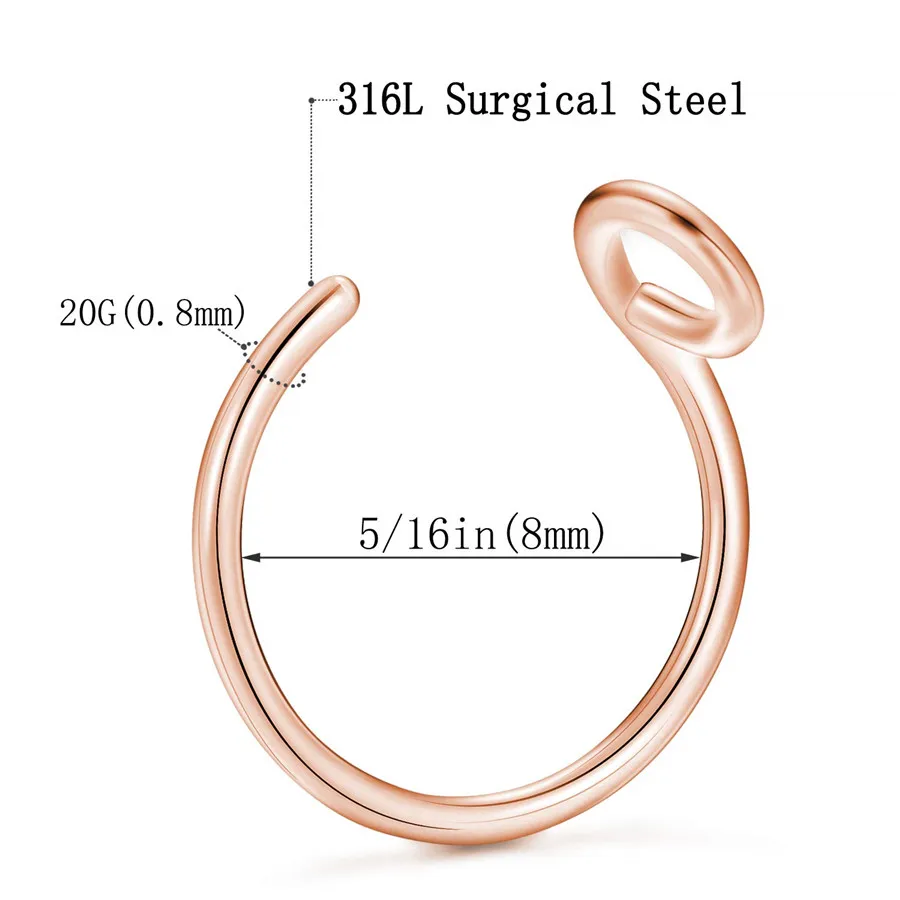Кольцо для носа из нержавеющей стали искусственное кольцо имитации пирсинга 8 мм