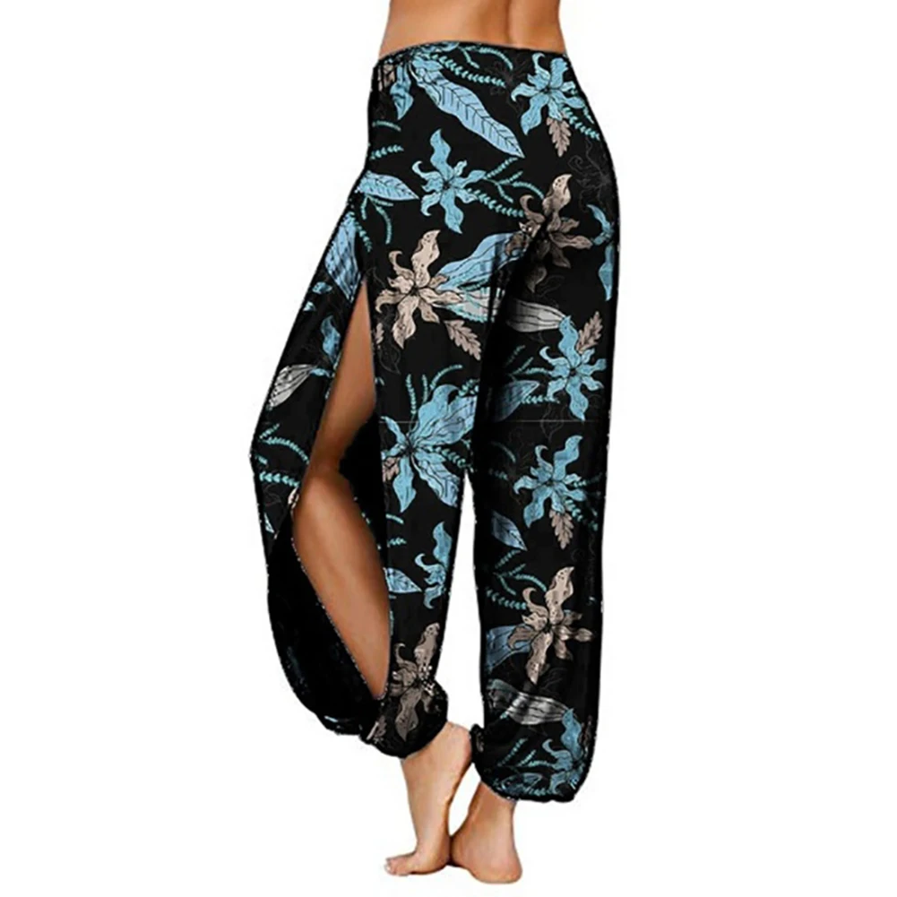 

Women Casual Harem Pants Sport Pants Long Jogger Fashion Women Floral Print Side Slitting Long Harem Pants Bloomers Yoga Trouser