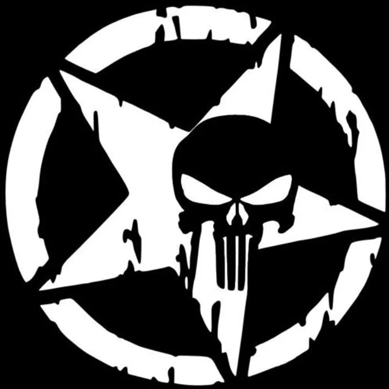 

Car Sticker Punisher Skull Five-pointed Star Personality 3d Waterproof Body Sticker Suitable for Body Car Door PVC, 13cm*13cm