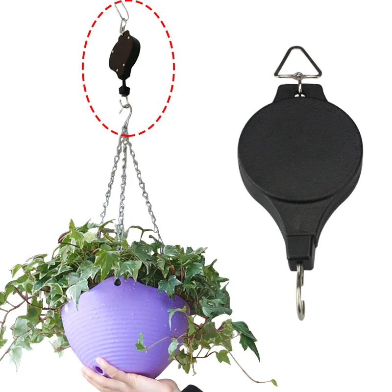 

Retro Plant Hanger Garden Basket Pull Down Retractable Pulley Baskets Plant Pots Hanging Basin Retractable Hook