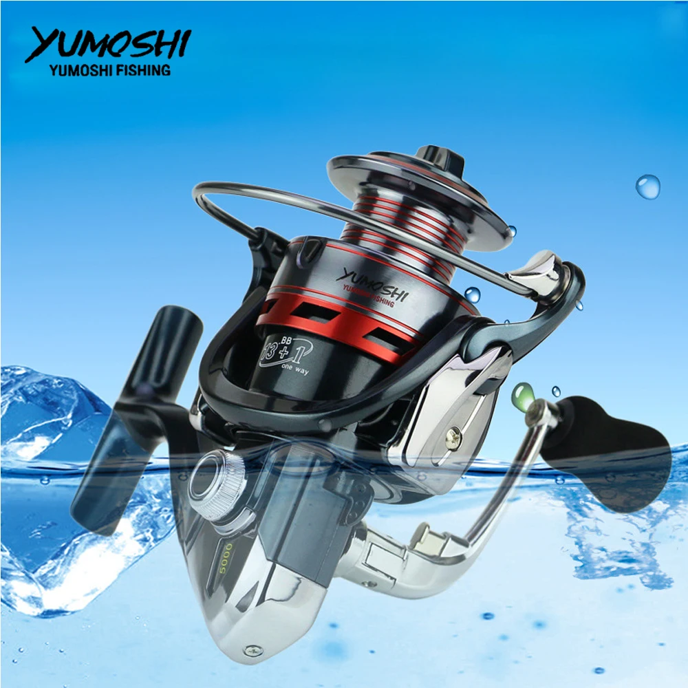 

yumoshi Spinning Fishing Reel Metal main Body 13BB+1 pesca Reel 5.5:1 XS 1000-7000 Series Fishing Wheel Carretilha fishing Reels