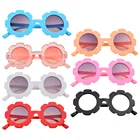 Детские солнцезащитные очки с цветами, милые яркие солнечные очки в круглой оправе для маленьких девочек, с лепестками цветов, велосипедные очки