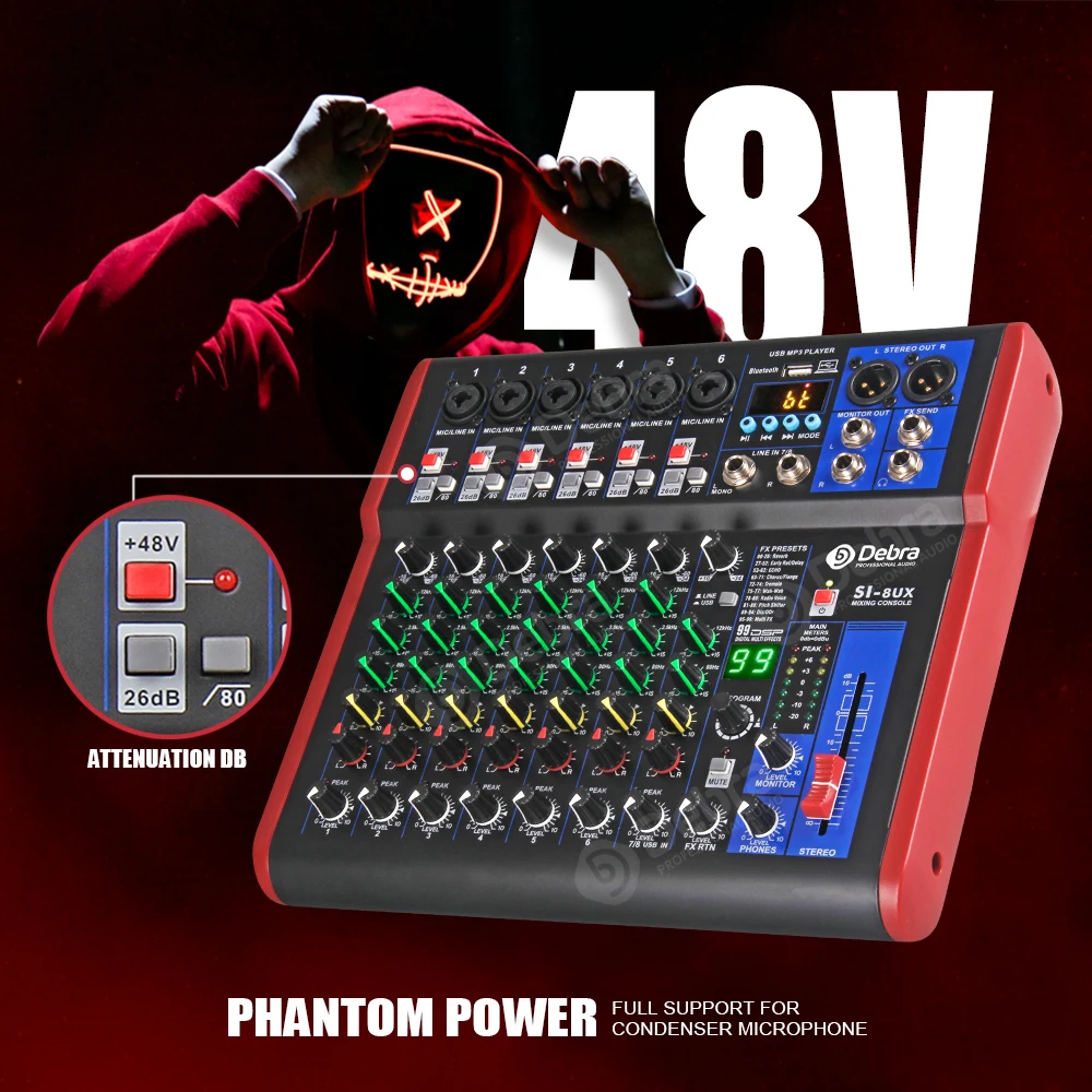 Дебра Pro 8 канальный сетевой видеорегистратор миксер аудио Интерфейс для DJ