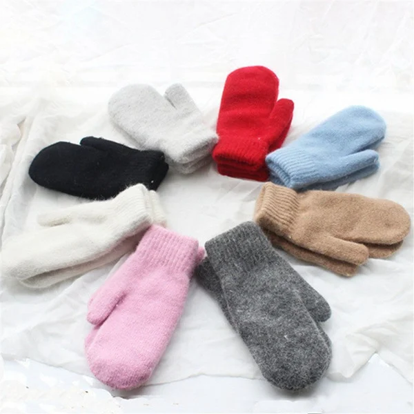 

2021 Women Double Layer Plush Gloves Female Winter Warm Plush Velvet Thicken Solid Color Mittens Korean Girls Fashion Glove