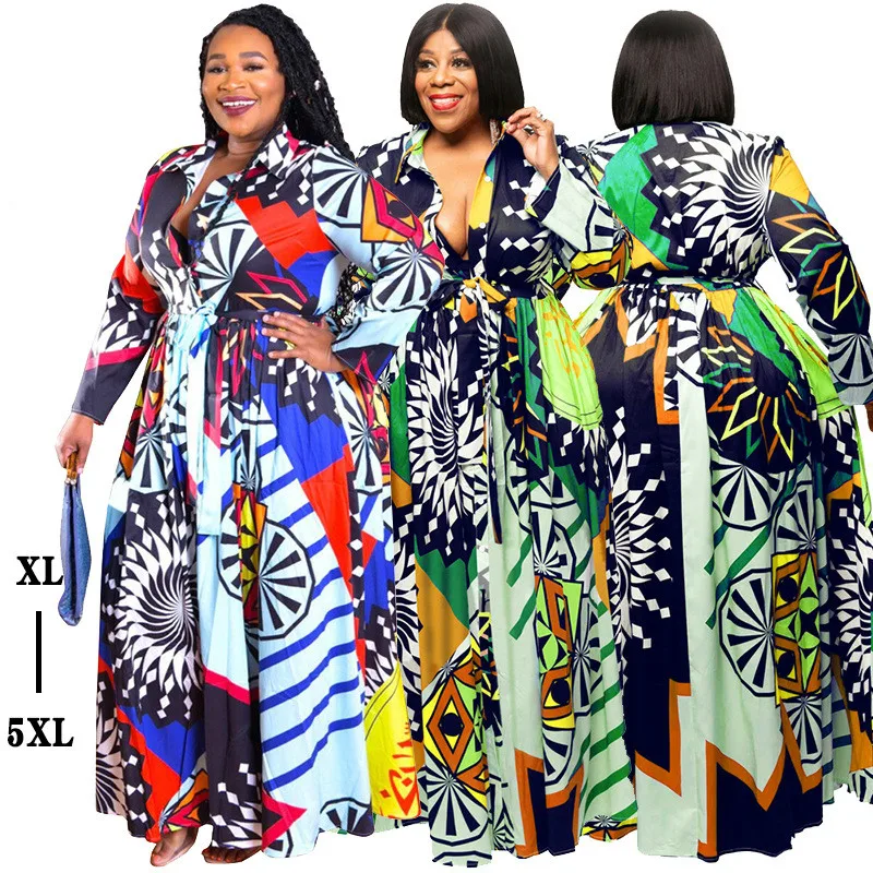 Платья размера плюс Элегантное Длинное платье с длинным рукавом для женщин