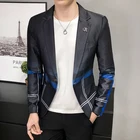 Пиджак мужской, в клетку, Деловой, Повседневный, 2021