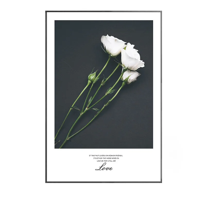 Скандинавское украшение живопись пейзаж с цветком растение зеленые листья дом