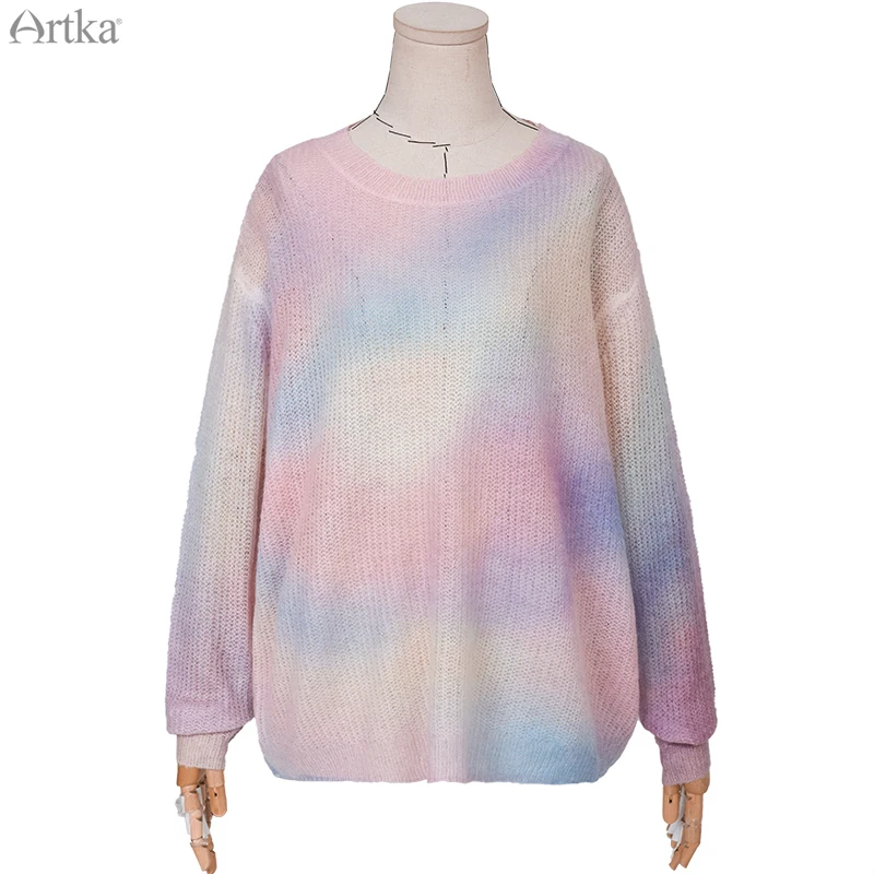 Женский мохеровый свитер ARTKA вязаный пуловер свободного кроя с градиентом тонкий