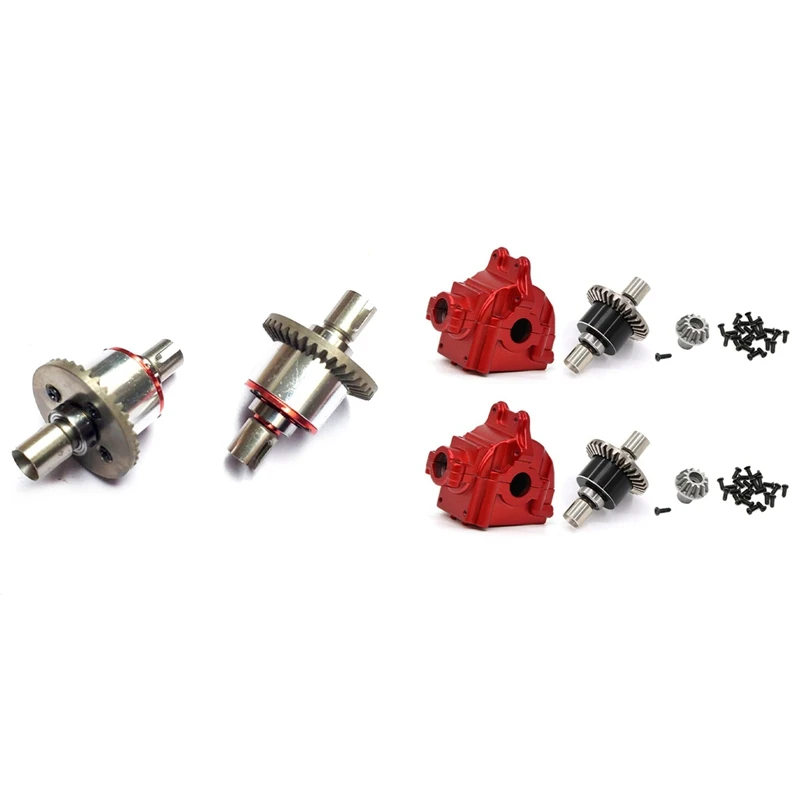 

2 Set Full Metal Differential & Gear Box Wave Box with 2 Pcs Full Metal All-Metal Differential Gear Upgrade Parts