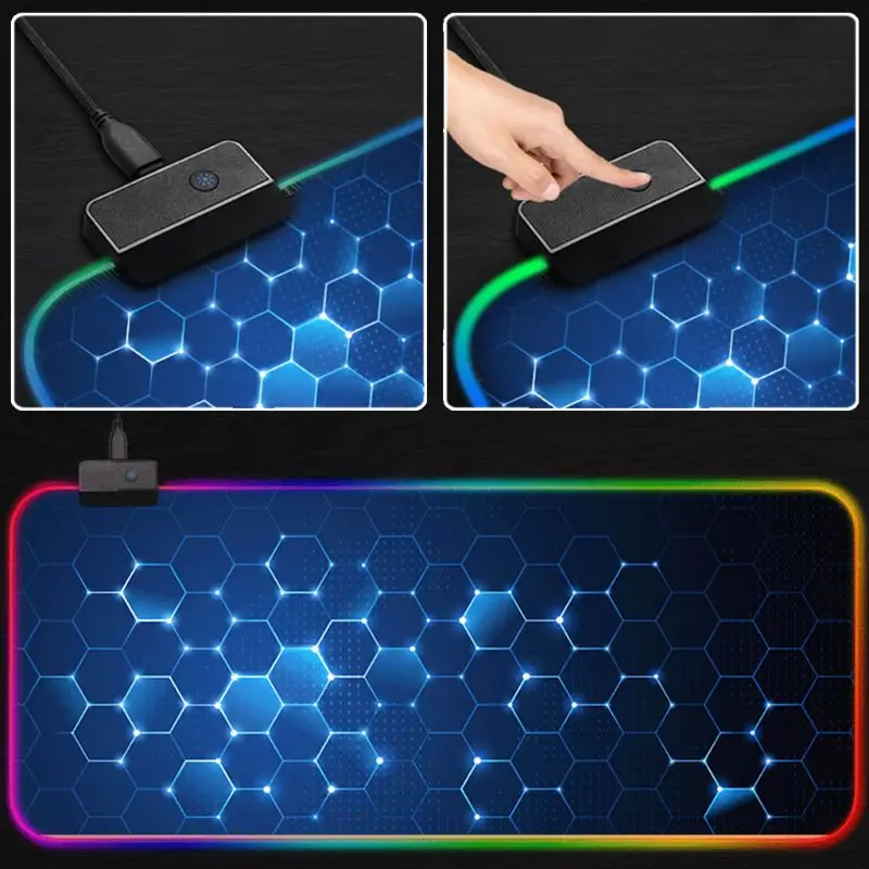 

1 Pc RGB Gaming Mouse Pad Waterproof Large Cool Gaming Mouse Mat with 14 Types Light and Non-Slip Rubber Base