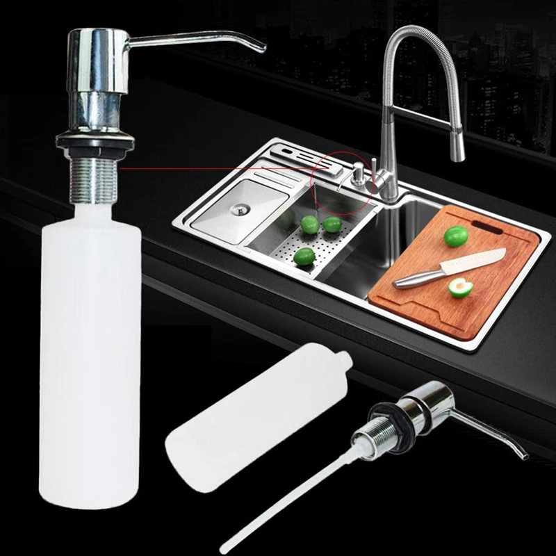 

Stainless Steel Liquid Soap Dispensers Kitchen Sink Hand Soap Dispenser ABS Plastic Bottle Easy To Fill Kitchen Accessories