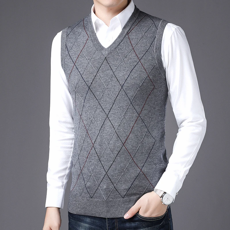 Новинка модный брендовый свитер для мужчин модель Жилеты Пуловеры облегающие