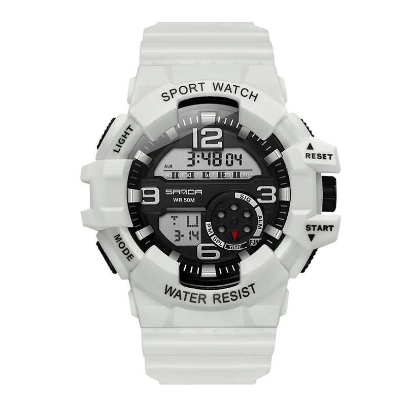Цифровые мужские водонепроницаемые студенческие часы модные