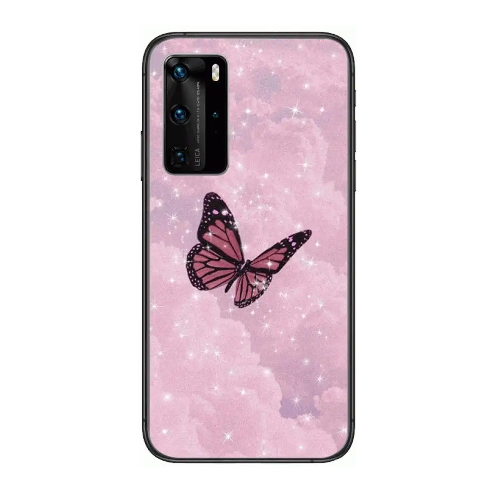 

Little girl butterfly Phone Case For Huawei P 40 30 20 10 Lite Smart Z Pro Black Etui Coque Painting Hoesjes comic fashion