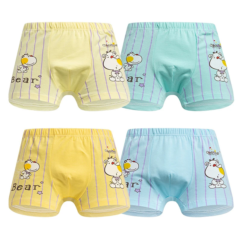 4 шт./лот мягкие трусы-боксеры из чистого хлопка для мальчиков детское нижнее