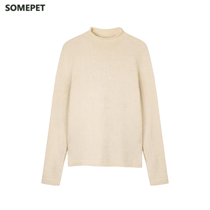 

Sweater Women's Fashion Autumn Cashmere Turtleneck Sweater Soft Solid Slim Pullovers Female All-match Knitted Sweaters