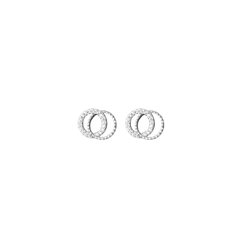 

925 Sterling Silver Double Loop 2021 Personality Full Diamond Earrings Earrings Pendant Temperament Go With The Earpiece