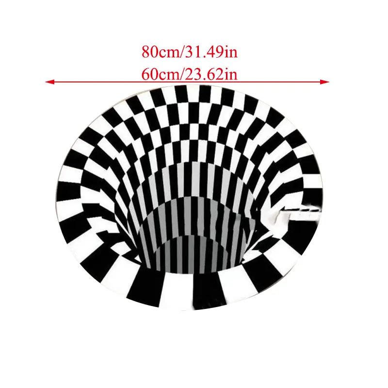 

Vortex Illusion Pattern 3D Stereo Vision Carpet Modern Floor Mat Black&White Round Carpet Anti-Skid 3D Home Bedroom Floor Mat