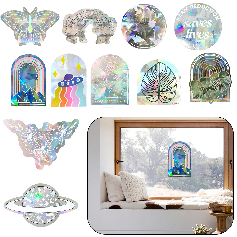 

Vintage 3d Rainbow Effect Refraction Window Stickers Rainbow Laser Stickers DIY Journal Scrapbook Home Wall Decor Laptop Sticker