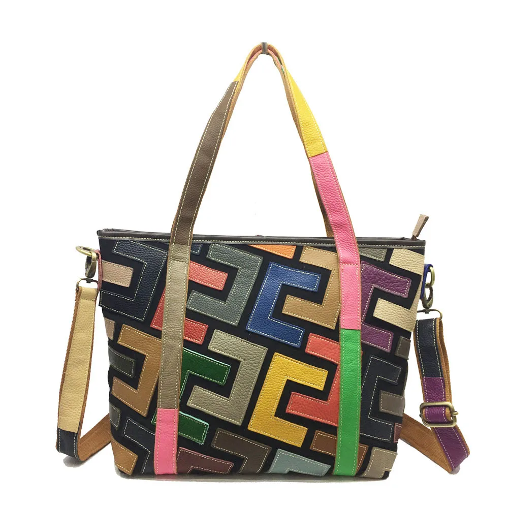 

Large Capacity Fashion Women Cowhide Tote Bag Unique Girls Casual Cross Shoulder Bag Weekenders Travel Bag Classic Lady Handbag