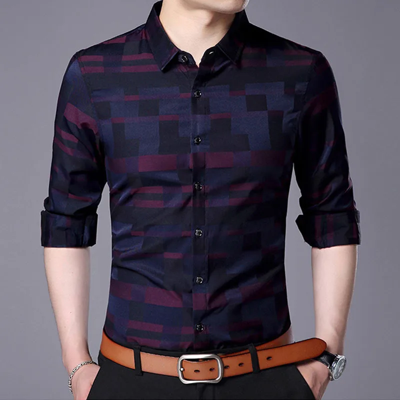 

Рубашка мужская повседневная в клетку, с длинным рукавом, весна-осень