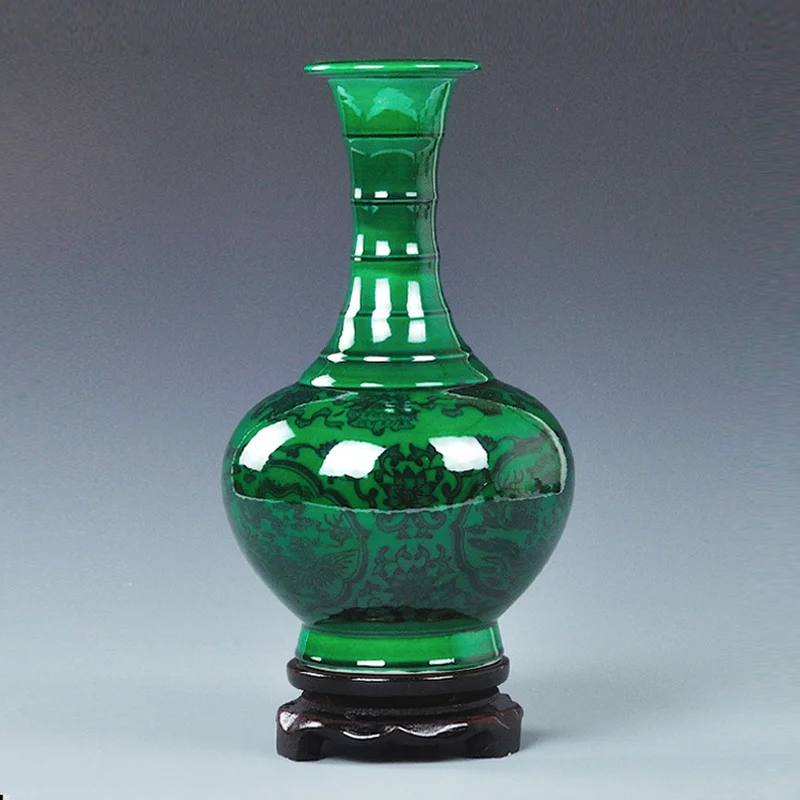 Керамическая зеленая глазурованная домашняя ваза Jingdezhen декоративные