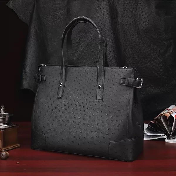 Деловой стиль настоящая кожа страуса мужская сумка с верхней ручкой натуральная