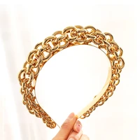 metal chain twist braided headband women girls temperament sweet lady hairband gold silver hair hoops hair accessories