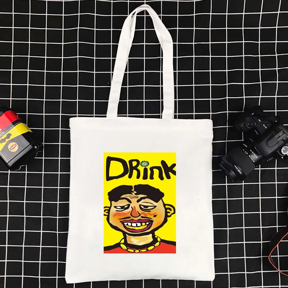 

Large-capacity Wild Effortless Canvas Bag Tote Reusable Polyester Supermarket Shopping Bag Funny Foldable Shoulder Bag