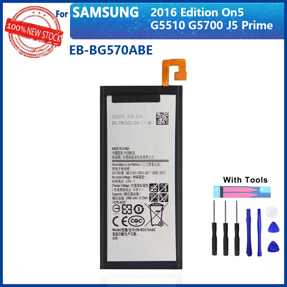 

100% Original 2400mAh EB-BG570ABE EB-BG57CABE For 2016 Edition SM-G570F Samsung Galaxy On5 G5700 G5510 J5 Prime G570f With Tools